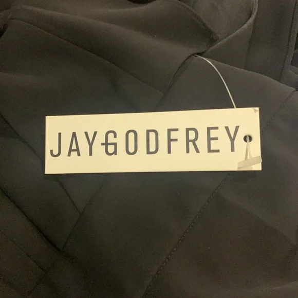 NWT JAYGODFREY GOLDWYN RUFFLE-SLEEVE V-NECK JUMPSUIT IN BLACK SIZE 6 - Picture 7 of 7